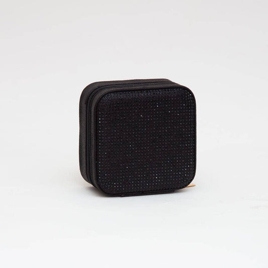 Rhinestone Zip Around Square Jewelry Box