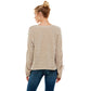 V NECK CHENILLE SWEATER WITH RUCHED SLEEVE