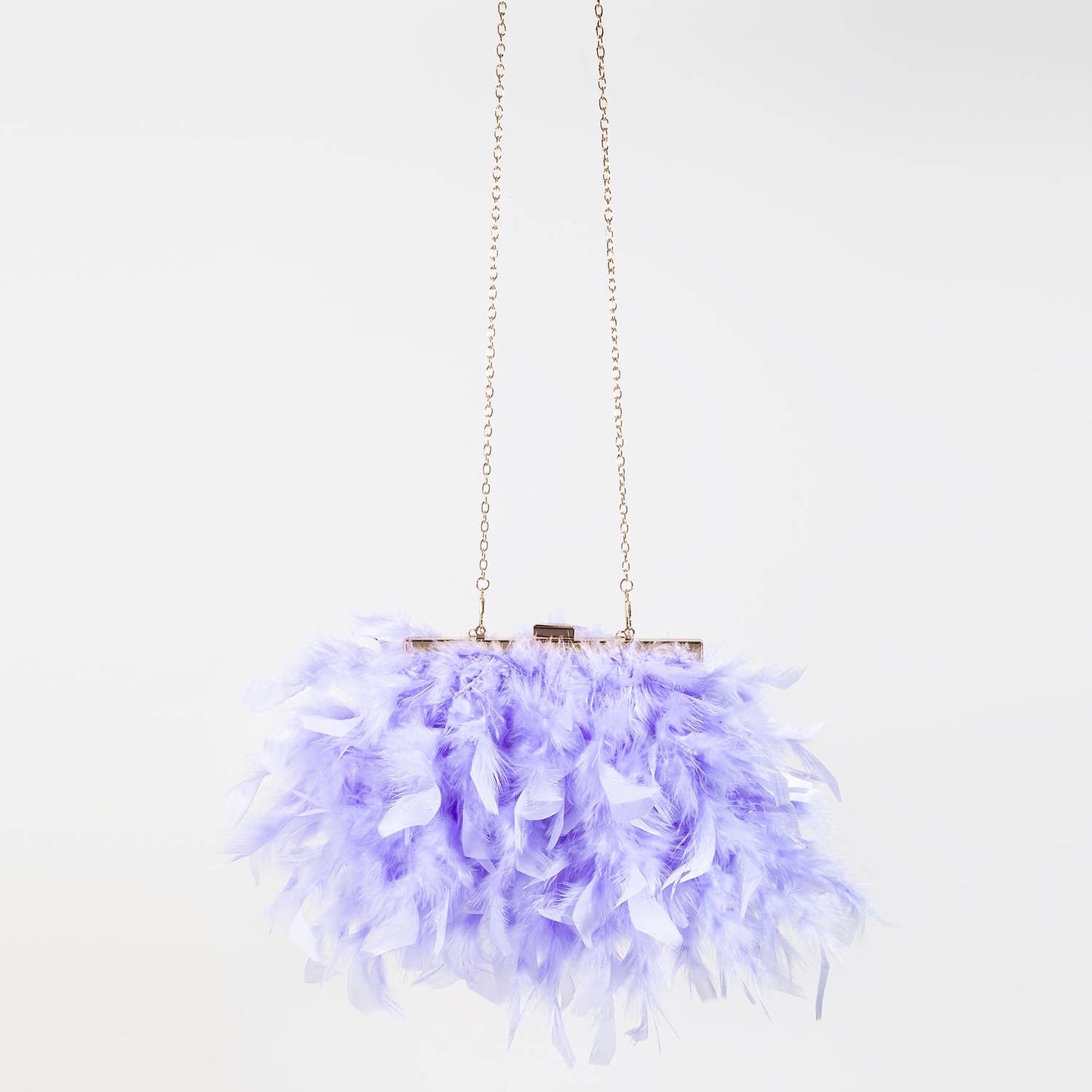 Feathered Chain Strap Hand Bag