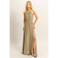 HF25E129-Side Cutout Side Slit Maxi Dress