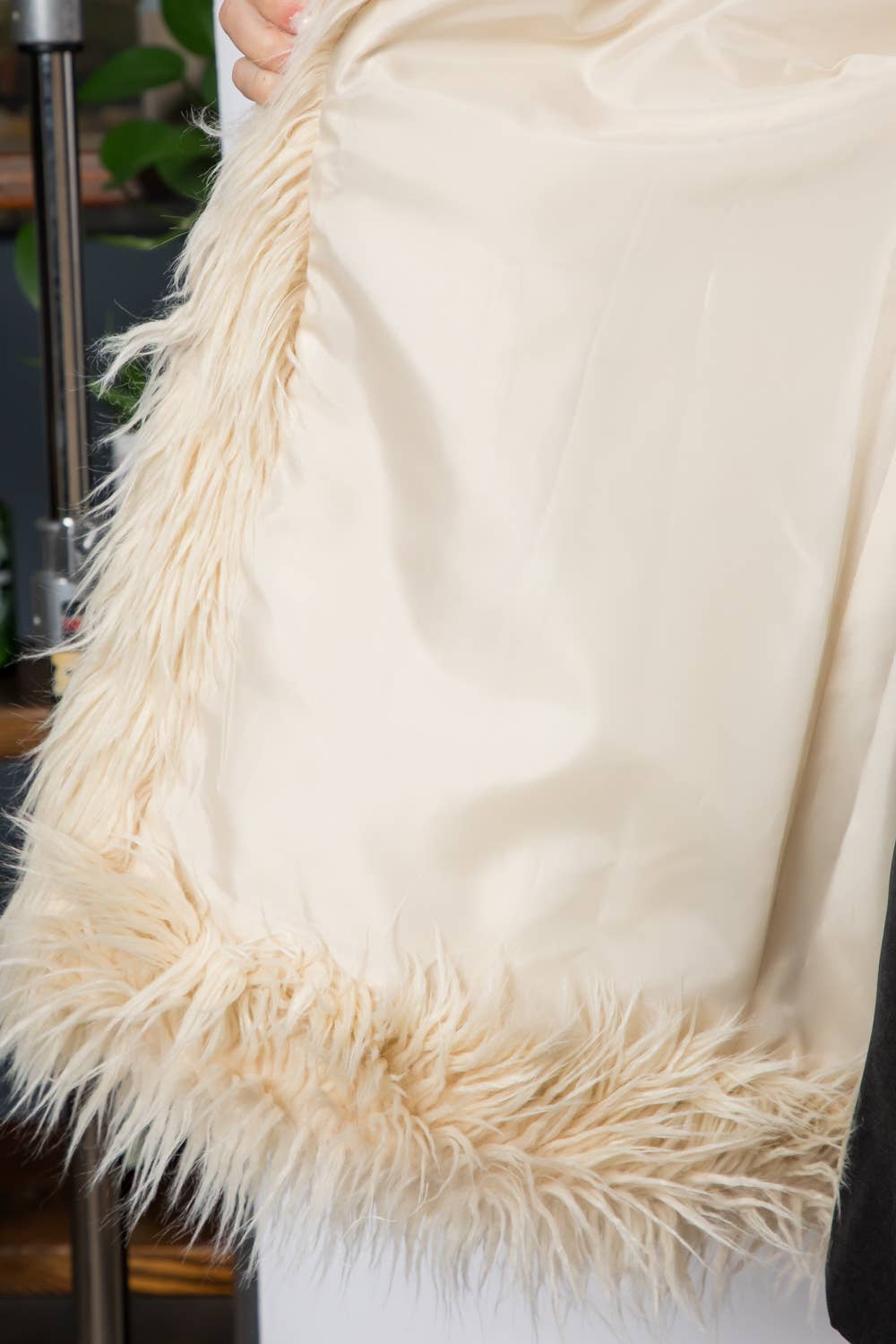 The Simone Shaggy Fur Open Front Mid Length Jacket – Diamond Moon