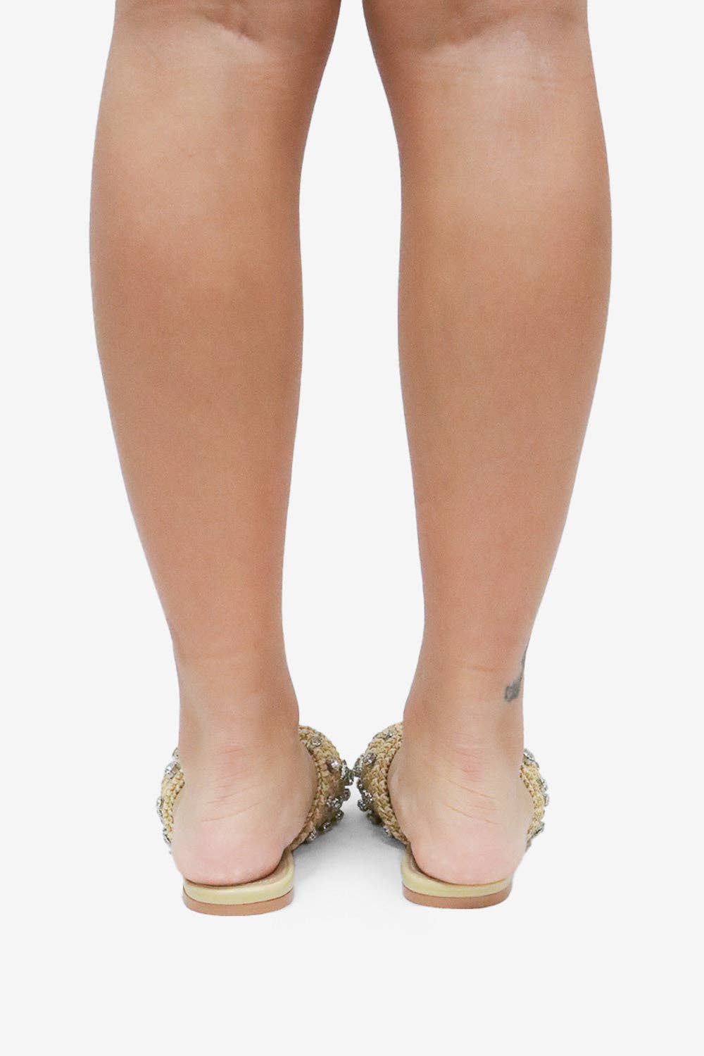 MAYLEEN - Raffia Beaded Slide Sandals, Mediterranean Style