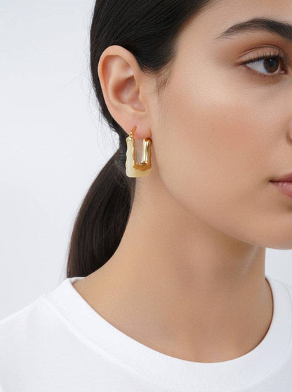 14K Gold-Dipped Marbled Resin Square Hoop