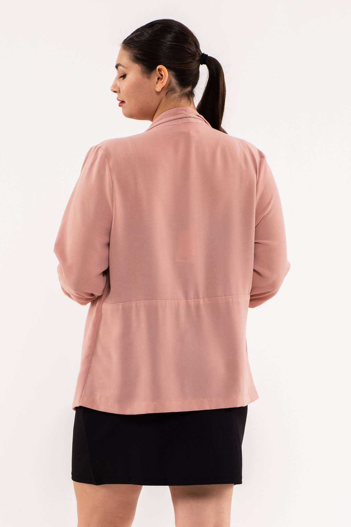 PLUS 3/4 ROUCHED SLEEVE BLAZER