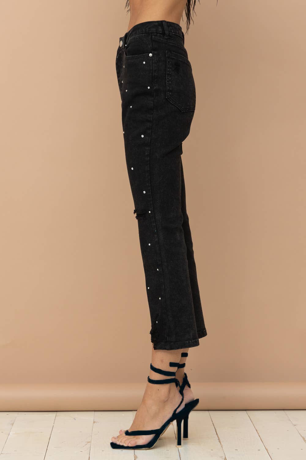 22418P - Studded Rhinestone Denim Jeans