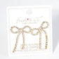 18K-Gold-Dipped Cubic-Zirconia Ribbon Bow Drop Post Earrings