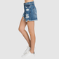 P400RH-MD SUPER HIGH RISE RIGID MOM SHORTS W/ FRAYED HEM