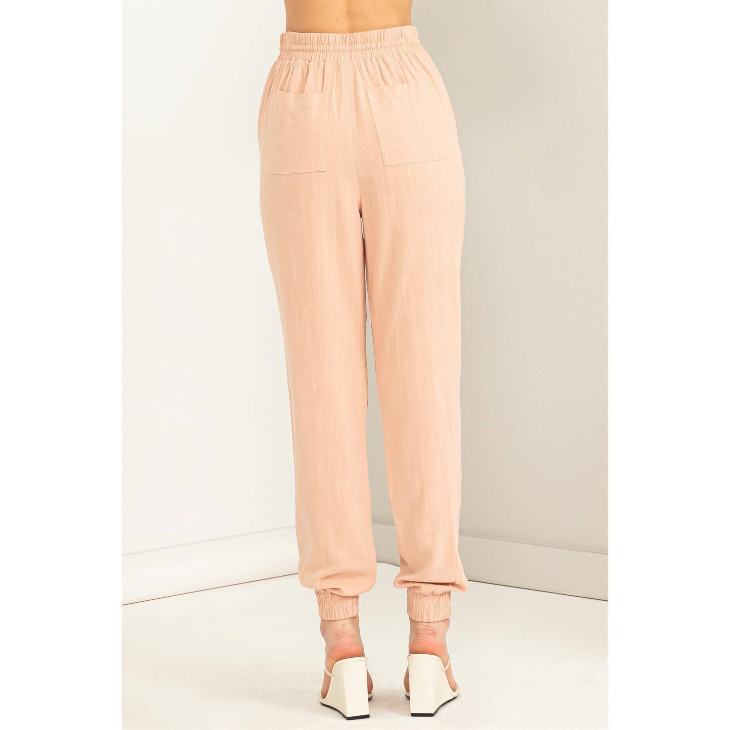 DZ23A546-Linen Drawstring Jogger Pants
