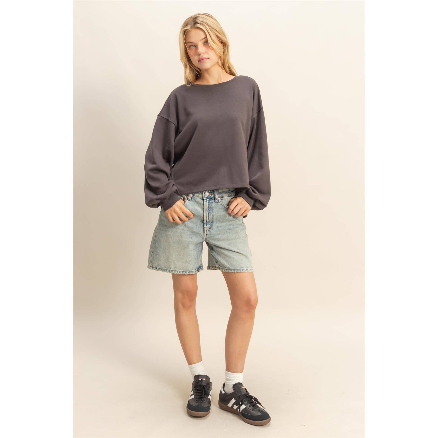 Round Neck Casual Long Sleeve Knit Top