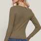 Long Sleeve Scoop Neck with Lace Trim Rib Knit Top
