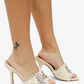 KIDMAN - Raffia Floral Heels, Rhinestone Embellishments