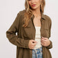 STUDDED EPAULETTE BUTTON UP SHIRT