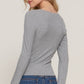 Long Sleeve Scoop Neck with Lace Trim Rib Knit Top