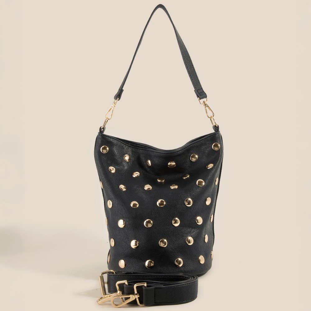 Studded Leather Bucket Bag