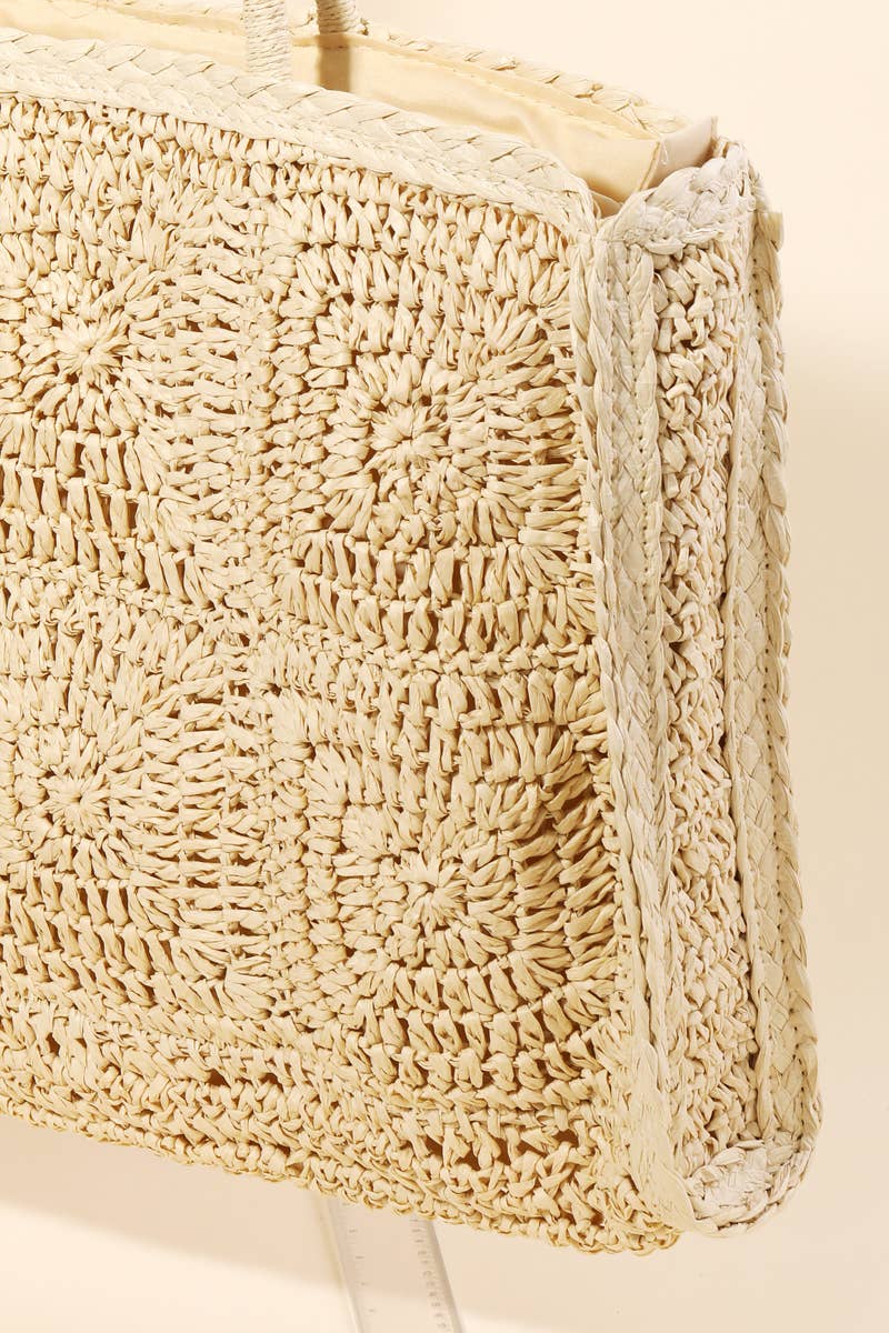 Straw Braided Rectangle Tote Bag