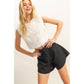 HF25A652-Linen Mid-Rise Flared Shorts