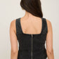 LACE UP FRONT SLEEVELESS DENIM TOP