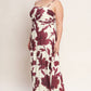 Plus Maroon Floral Mesh Midi Dress