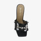 KIDMAN - Raffia Floral Heels, Rhinestone Embellishments