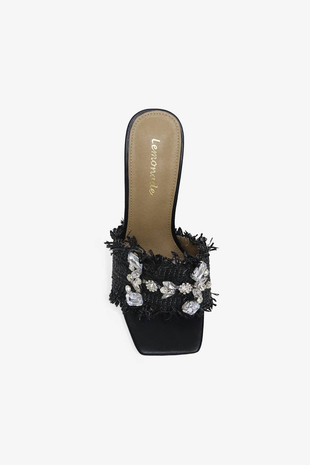KIDMAN - Raffia Floral Heels, Rhinestone Embellishments