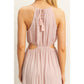 HF25E129-Side Cutout Side Slit Maxi Dress