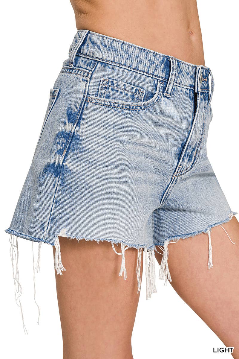 ...SI-27316 Distressed Hem Denim Shorts
