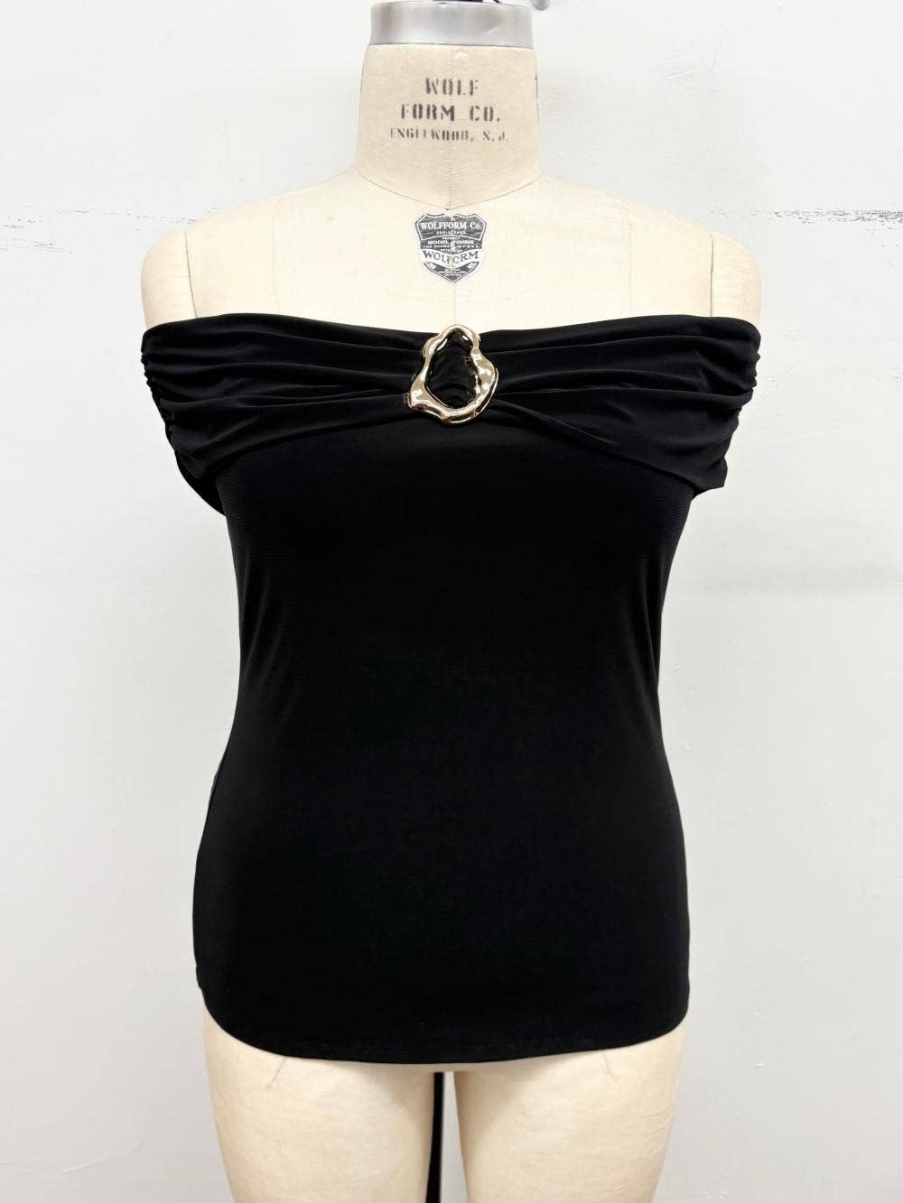 Plus Size Off-Shoulder Top with Metal Accent