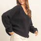 Oversized V-Neck Knit Sweater
