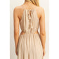 HF25E129-Side Cutout Side Slit Maxi Dress
