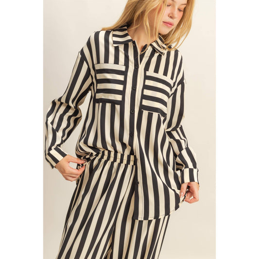 Vertical Stripe Shirt & Pants Set