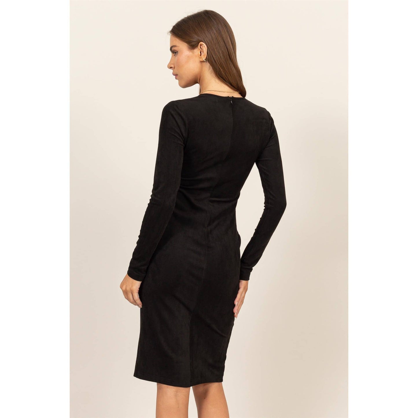 Suede Slit Midi Dress