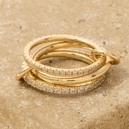 3 Piece Linked Pave Band Rings Set