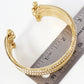 Dual-Tone Chain Ball Textured Layered Metal Open Cuff Bracelet