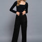 High Waist Straight Line Suede Cargo Pants