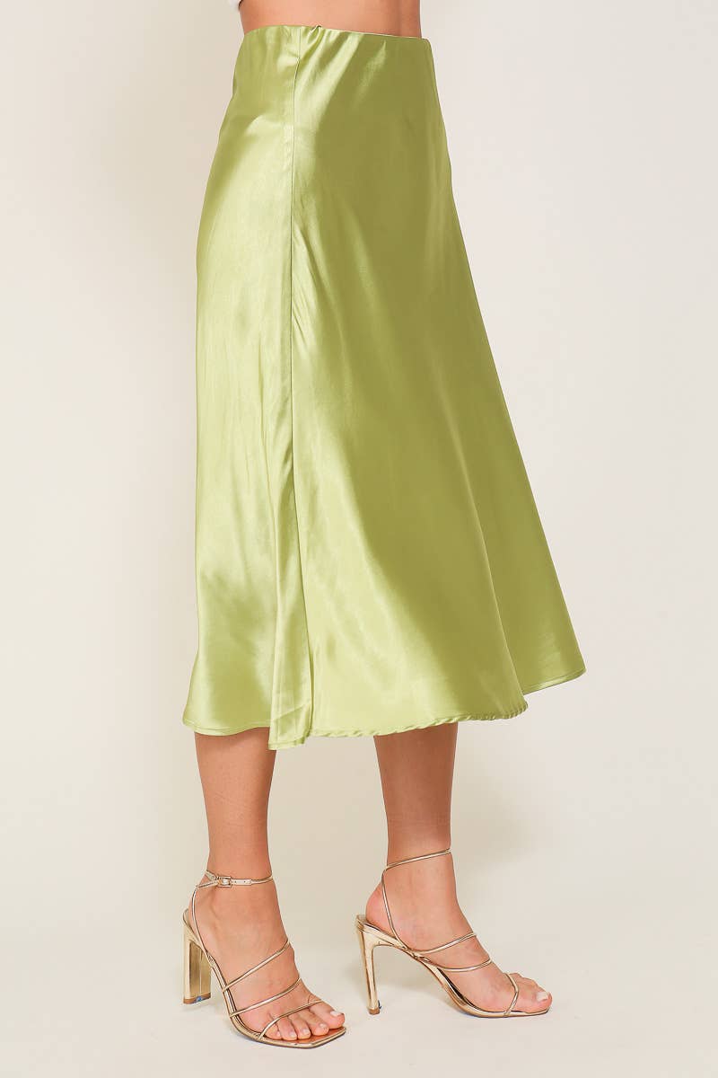 Satin midi flare skirt