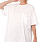 .SI-25555 Tri Blend Oversized Front Pocket Raw Edge Boyfriend