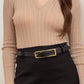 SOLID COLLARED LONG SLEEVE KNIT SWEATER