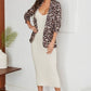 LEOPARD PRINT 3/4 RUCHED SLEEVE BLAZER(80172-LEOPARD#1)