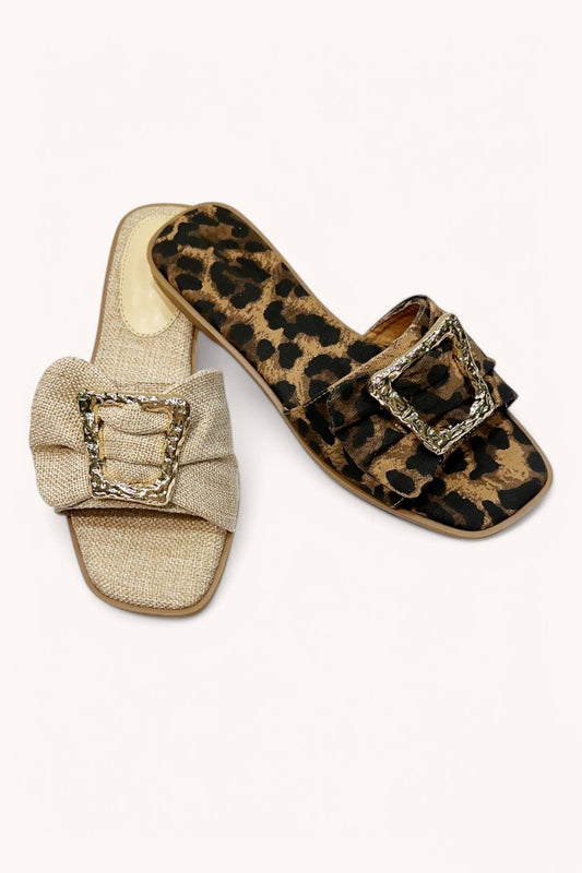 CONCEPT-32 BIG GOLDEN BUCKLE DESIGN SLIP-ON SANDAL