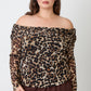 Sasha Plus Size Leopard Print Off-the-Shoulder Blouse
