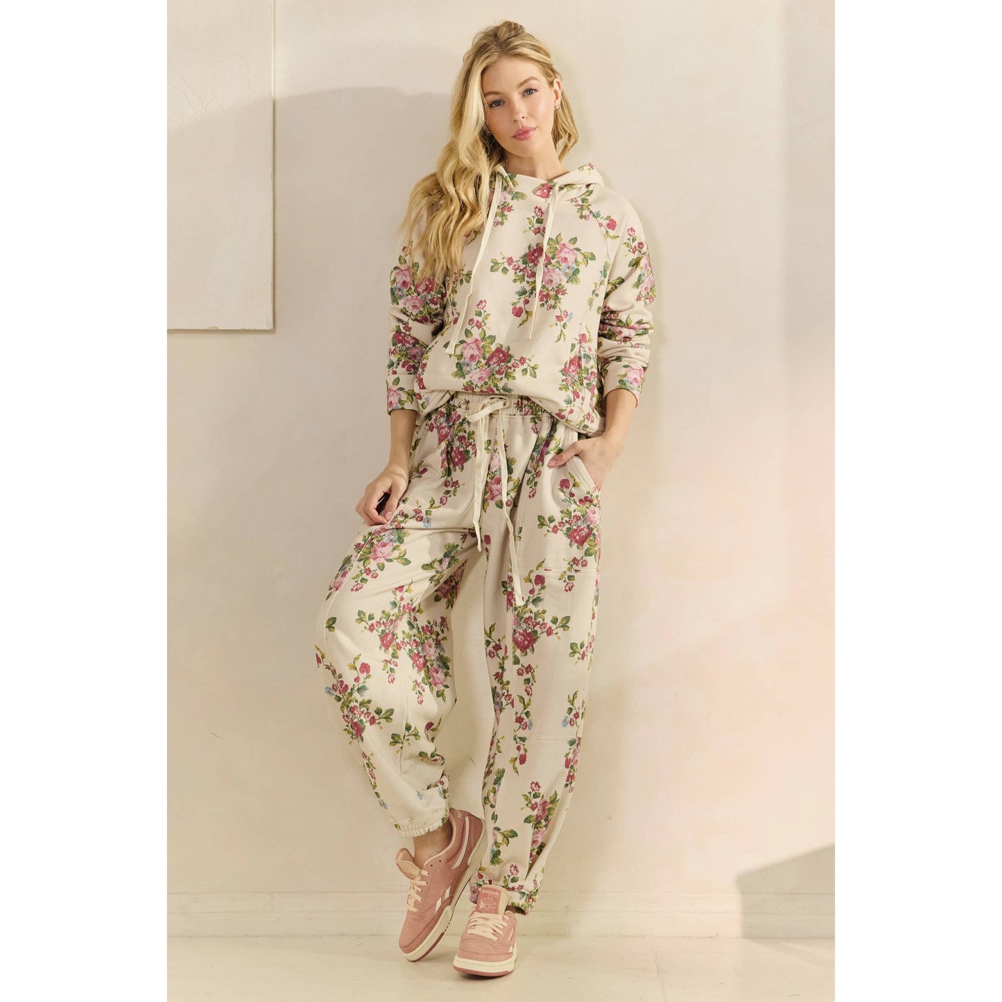 Floral Printed French Terry Hoodie