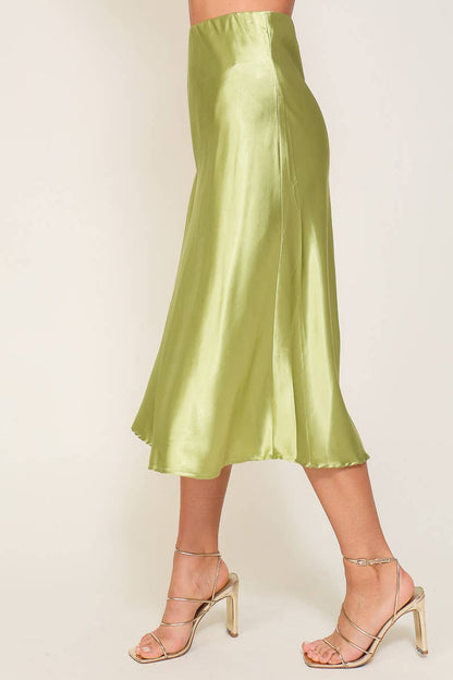 Satin midi flare skirt