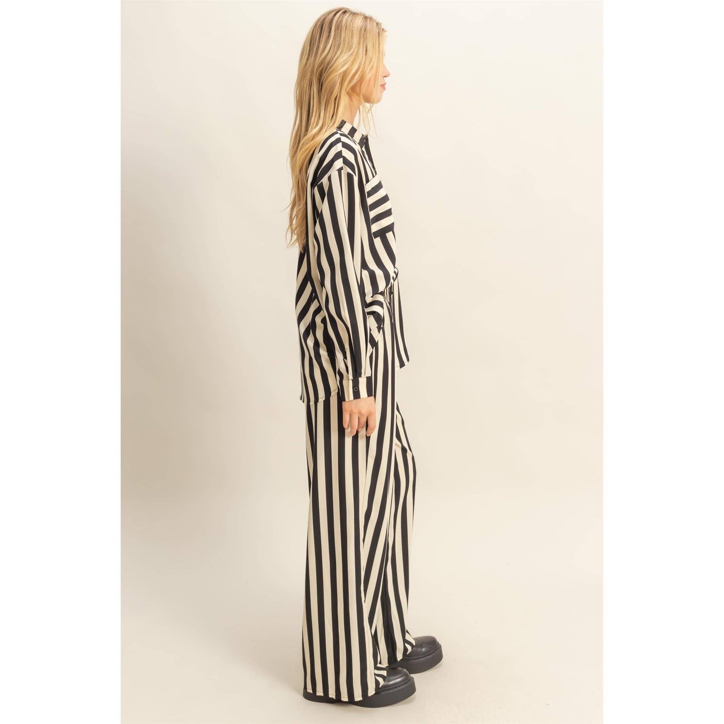 Vertical Stripe Shirt & Pants Set