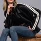 [PLUS SIZE] Long Sleeve Line Detail Faux Leather Jacket