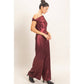 Asymmetrical Cowl Neck Wide Leg Jumpsuit