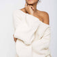 BOAT NECK BUBBLE SLEEVE PLUS SIZE SWEATER PLUS