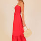 Strapless boho smocked top airflow maxi dress