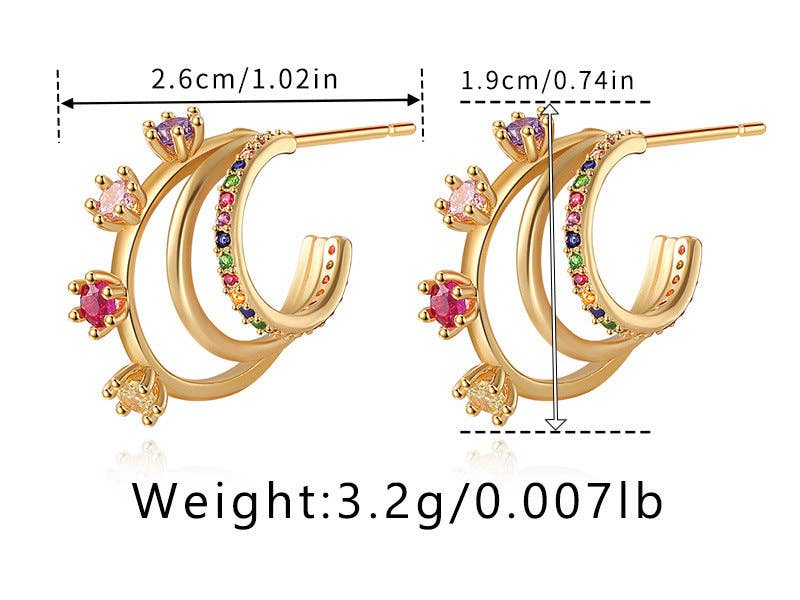 Colorful Zircon Rose Stud Earrings DPJE1269