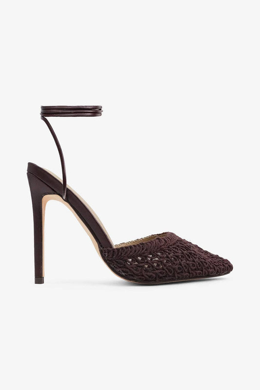 XANDRA - Chocolate Crochet Look Stiletto Heels