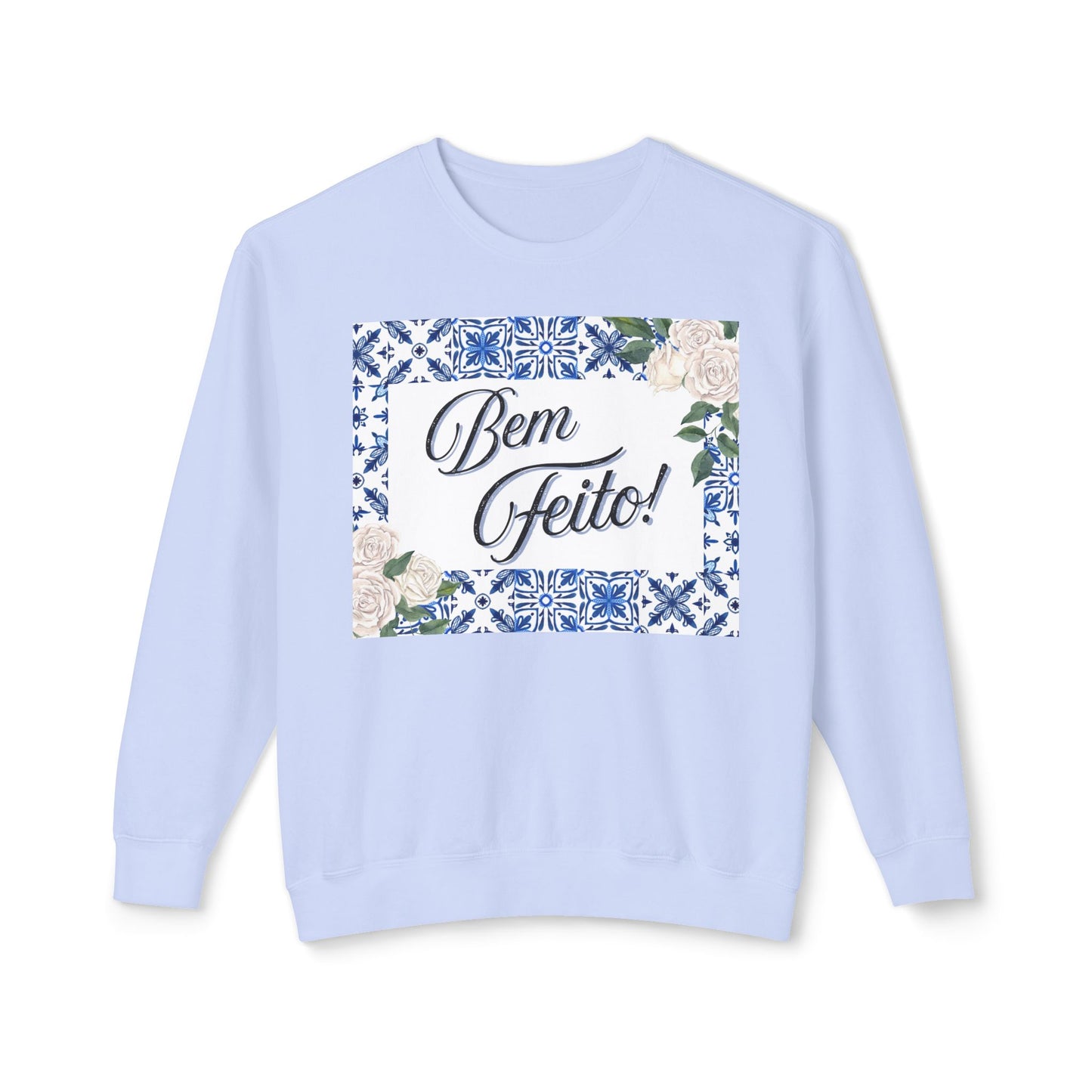 Bem Feito Crewneck Sweatshirt — Portuguese Floral Tile Design